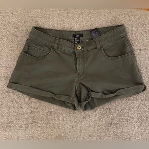 H&M Women's Dark Khaki Short Shorts